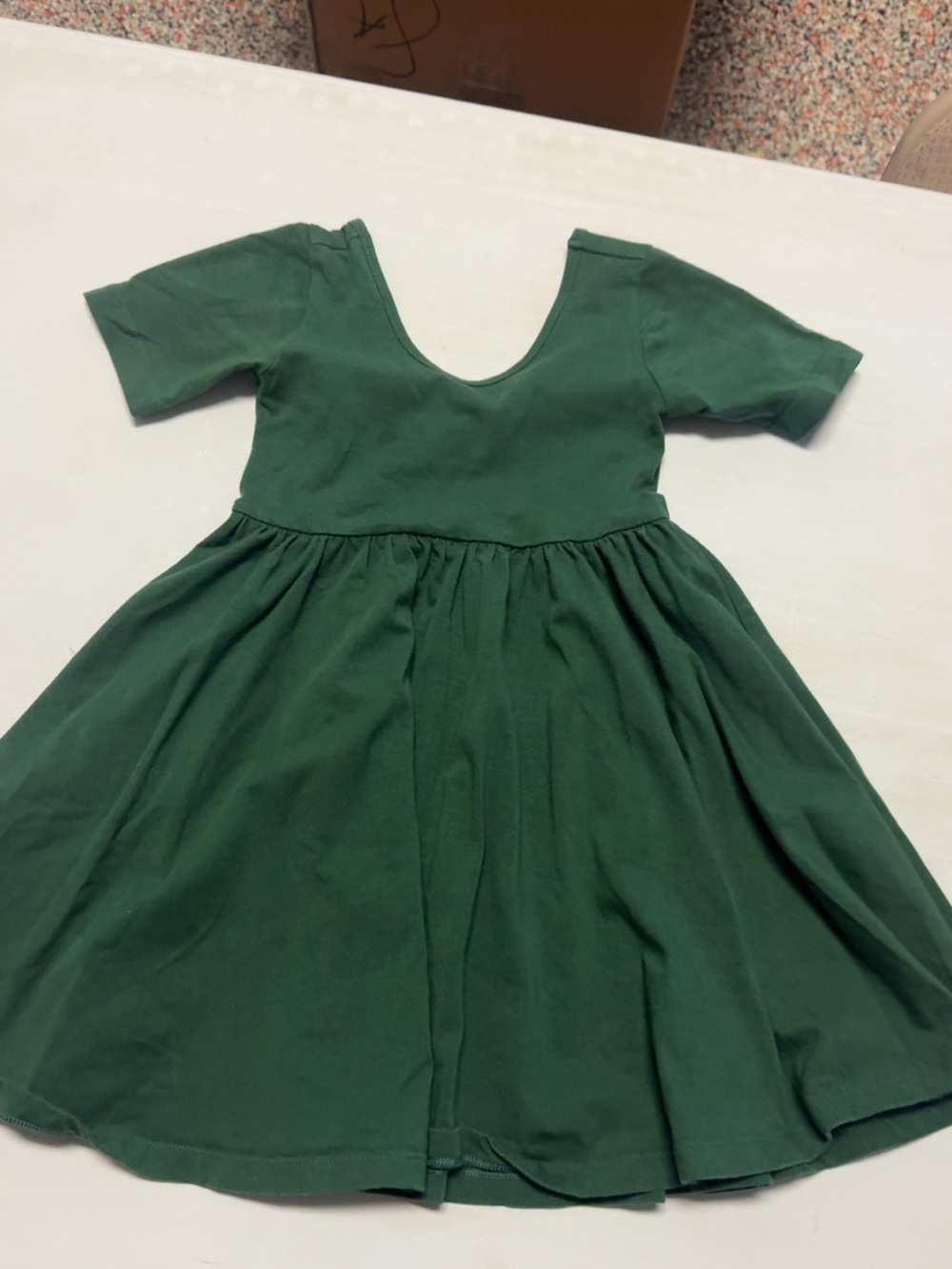 Alice & Ames Girls' Forest Green Short Sleeve Twirl Dress